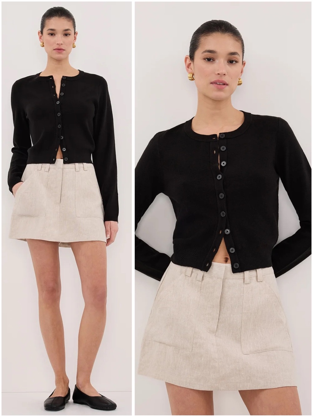 DISSH Eva Natural Linen Skort High Waist Mini Skirt Shorts Pockets Size 4 Chic